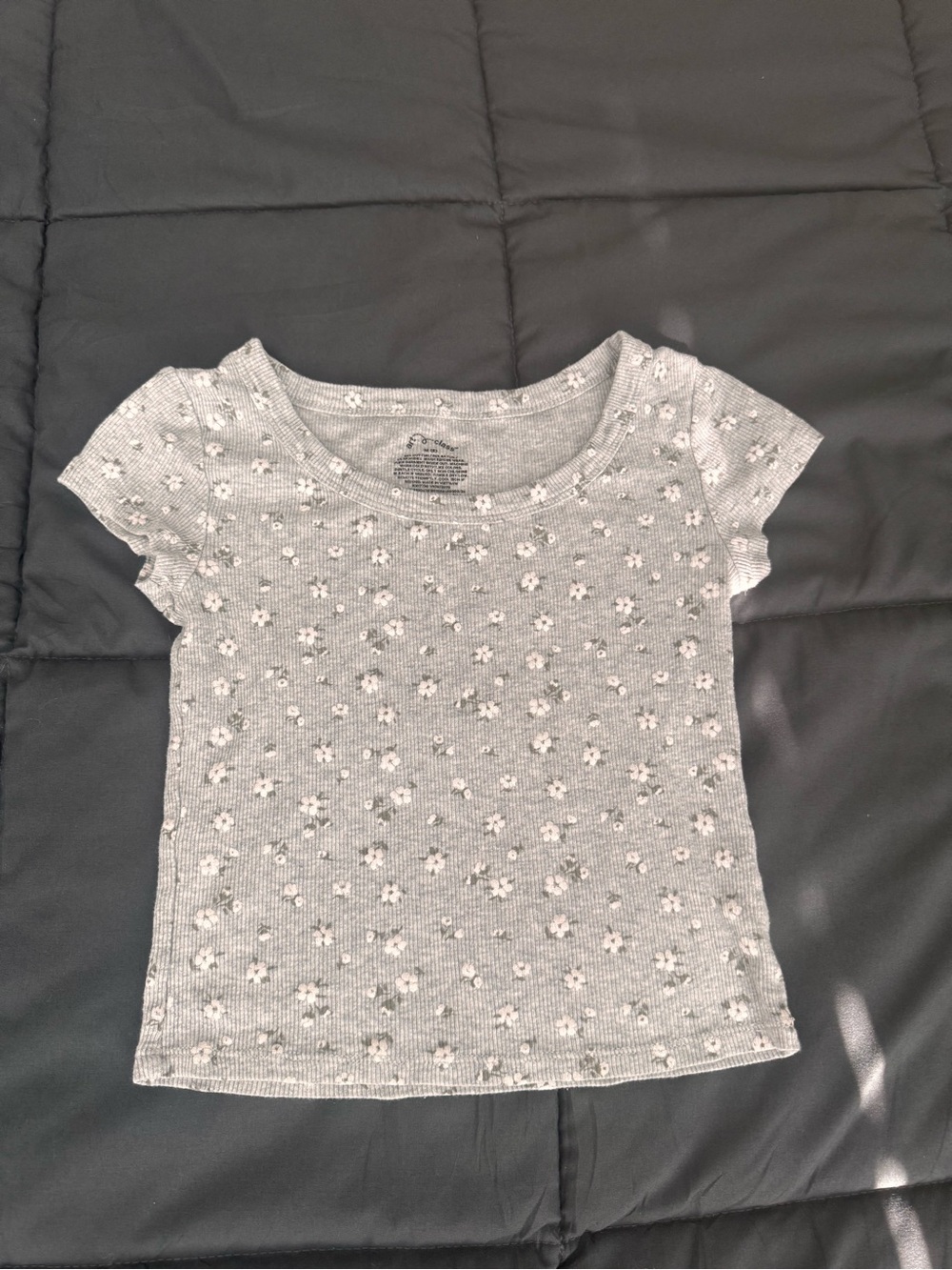 art class Grey Floral Ribbed Short Sleeve Tee
